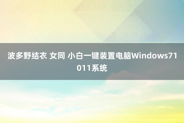 波多野结衣 女同 小白一键装置电脑Windows71011系统